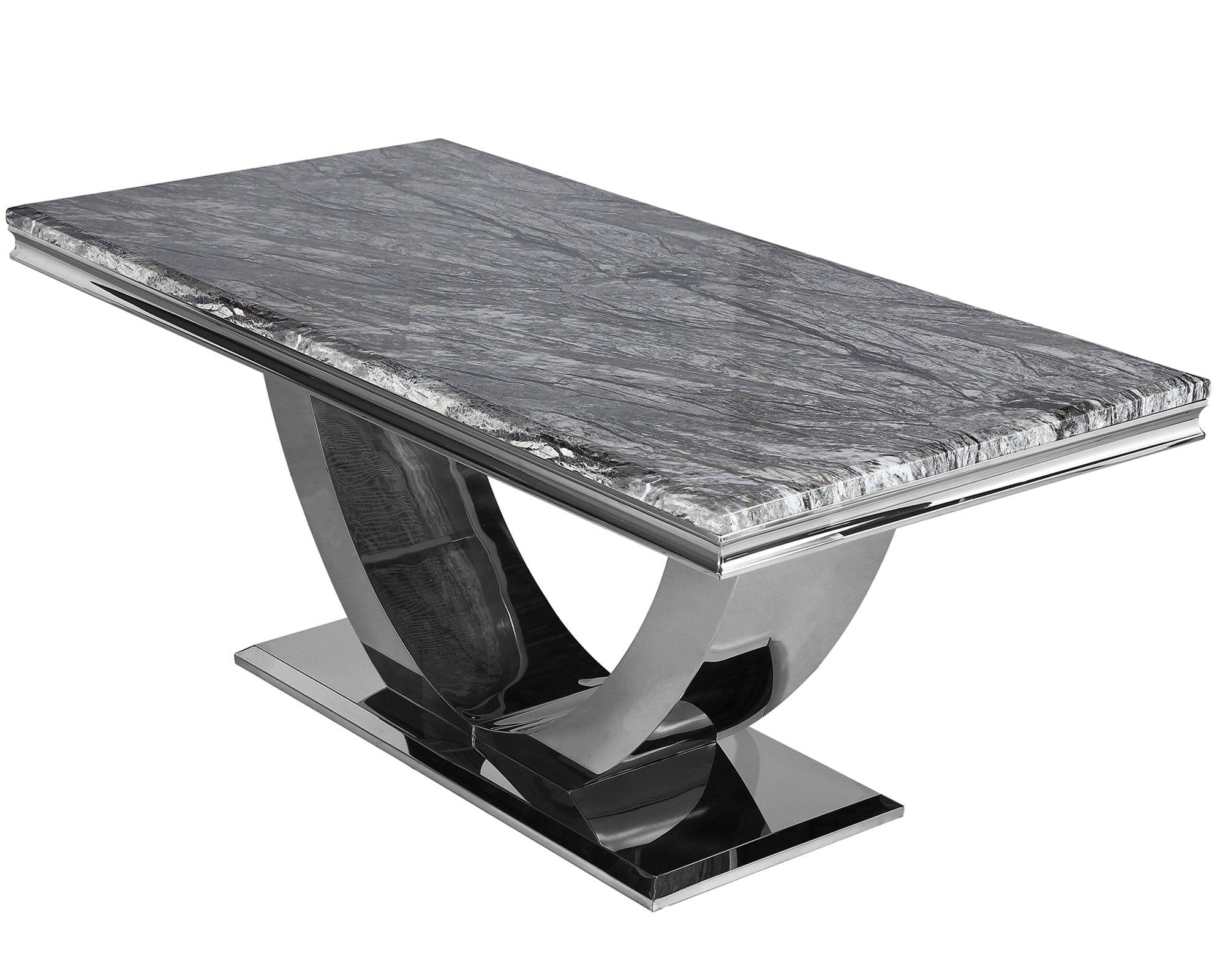 Arial 150CM Marble & Chrome Dining Table - 3 Colours-Esme Furnishings