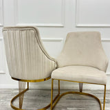 Mayfair 180CM Gold Marble Dining Table With Brompton Gold Velvet Dining Chairs