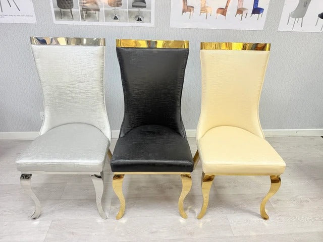 Miami Cream/Gold Fabric Dining Chairs - Pairs