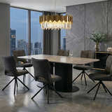 Sydney 160cm Grey Ceramic Marble Dining Table