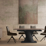 Prima 180-230cm Spanish Taupe Ceramic Marble Centre Swivel Extending Dining Table