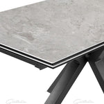 Phoenix 160-240cm White Ceramic Marble Extending Table + Grey Velvet Swivel Dining Chairs-Esme Furnishings
