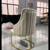 Brompton Cream/Gold Plush Velvet Dining Chair