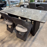 Melbourne 180cm Grey Ribbed Ceramic Marble Dining Table