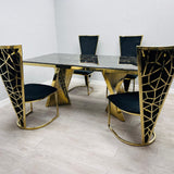 Ravello 180cm Gold Dining Table With Florence High Back Velvet Gold Chairs