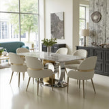 Madrid 200cm Gold Dining Table With Monarch Leather Gold Chairs