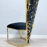 Florence High Back Black/Gold Plush Velvet Dining Chair