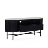 Lucerne Small 120cm Media Stand TV Unit Black Ribbed Fluted