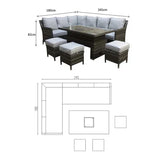 Edward Garden Corner Dining with Lift Table Mixed Natural Weave