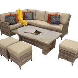Edward Garden Corner Dining with Lift Table Mixed Natural Weave