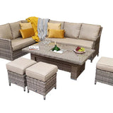 Edward Garden Corner Dining with Lift Table Mixed Natural Weave