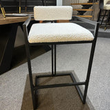 Regent Ivory White Boucle Premium Fabric Bar Stool