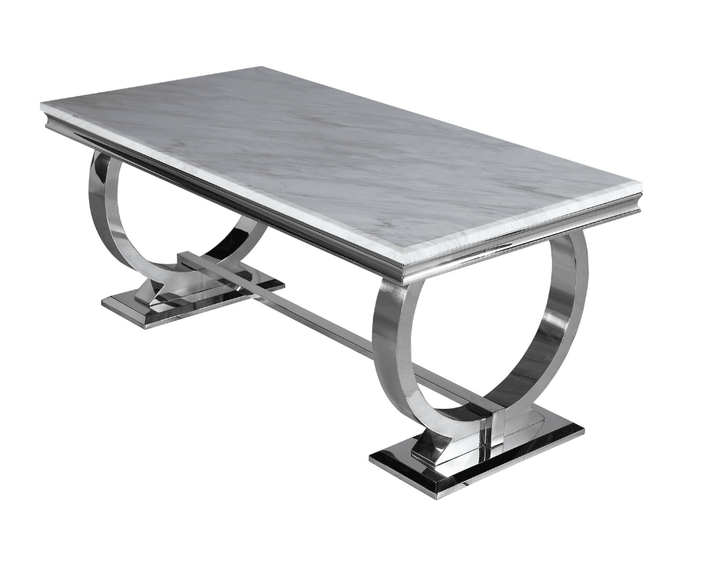 Arianna 150CM Marble & Chrome Dining Table - 4 Colours-Esme Furnishings