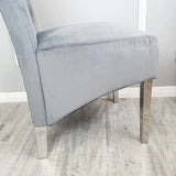 Sophia Grey French Velvet Lion Knocker Quilted Dining Chair With Chrome Legs-Esme Furnishings
