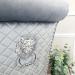 Sophia Grey French Velvet Lion Knocker Quilted Dining Chair With Chrome Legs-Esme Furnishings