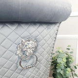 Sophia Grey French Velvet Lion Knocker Quilted Dining Chair With Chrome Legs-Esme Furnishings