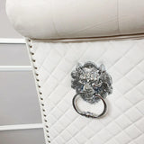 Arial 150cm Marble & Chrome Dining Table With Lucy Slim Quilted Lion Knocker Velvet Chairs