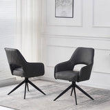 Enrica PU Leather Swivel Dining Chairs With Black Metal Base - Pairs - 2 Colours