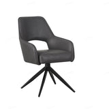 Enrica PU Leather Swivel Dining Chairs With Black Metal Base - Pairs - 2 Colours