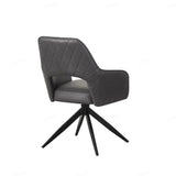 Enrica PU Leather Swivel Dining Chairs With Black Metal Base - Pairs - 2 Colours