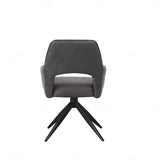 Enrica PU Leather Swivel Dining Chairs With Black Metal Base - Pairs - 2 Colours