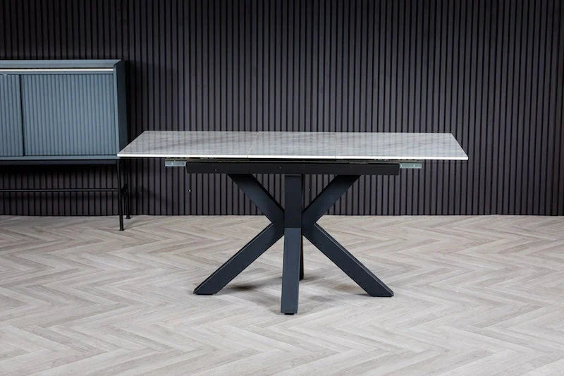 Regent 120-160cm White Ceramic Marble Centre Extending Dining Table