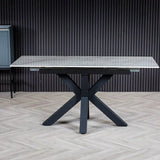 Regent 120-160cm White Ceramic Marble Centre Extending Dining Table