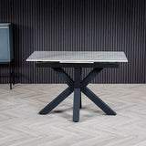 Regent 120-160cm White Ceramic Marble Centre Extending Dining Table