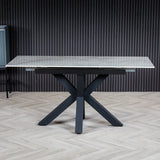 Regent 140-180cm White Ceramic Marble Centre Extending Dining Table