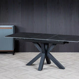 Regent 120-160cm Dark Grey Ceramic Marble Centre Extending Dining Table