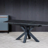 Regent 140-180cm Dark Grey Ceramic Marble Centre Extending Dining Table