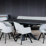 Regent 140-180cm Dark Grey Ceramic Marble Centre Extending Dining Table