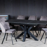 Regent 120-160cm Dark Grey Ceramic Marble Centre Extending Dining Table