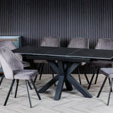 Regent 140-180cm Dark Grey Ceramic Marble Centre Extending Dining Table