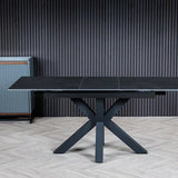 Regent 140-180cm Dark Grey Ceramic Marble Centre Extending Dining Table