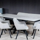 Regent 160-240cm White Ceramic Marble Side Extending Dining Table