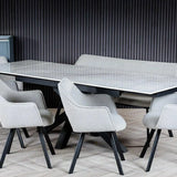 Regent 160-240cm White Ceramic Marble Side Extending Dining Table