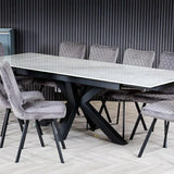 Regent 160-240cm White Ceramic Marble Side Extending Dining Table