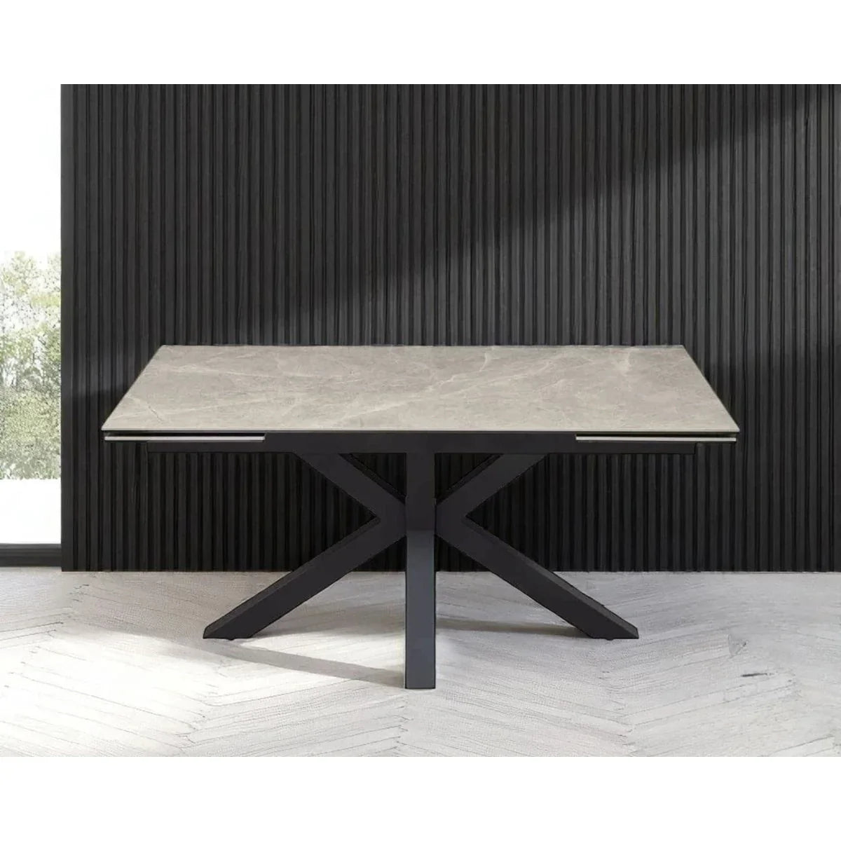 Regent 160-240cm Kamite Medium Grey Ceramic Marble Side Extending Dining Table