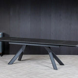 Caso 180-280cm Dark Grey Ceramic Marble Side Extending Dining Table