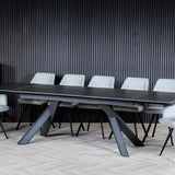 Caso 180-280cm Dark Grey Ceramic Marble Side Extending Dining Table