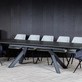 Caso 180-280cm Dark Grey Ceramic Marble Side Extending Dining Table