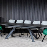 Caso 180-280cm Dark Grey Ceramic Marble Side Extending Dining Table