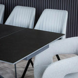 Caso 180-280cm Dark Grey Ceramic Marble Side Extending Dining Table