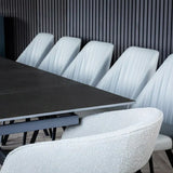 Caso 180-280cm Dark Grey Ceramic Marble Side Extending Dining Table