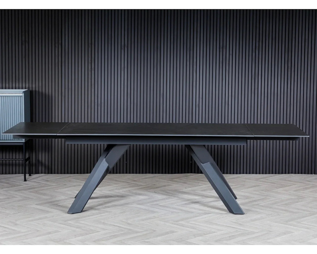Caso 180-280cm Dark Grey Ceramic Marble Side Extending Dining Table