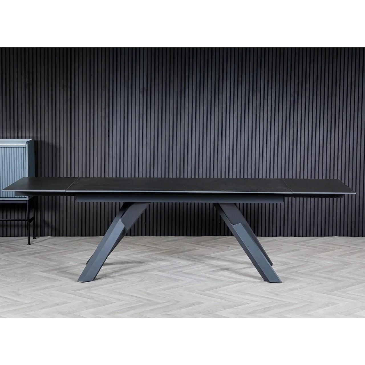 Caso 180-280cm Dark Grey Ceramic Marble Side Extending Dining Table