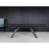 Caso 180-280cm Dark Grey Ceramic Marble Side Extending Dining Table
