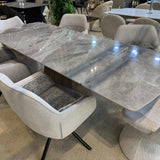 Monaco 160-240cm Grey Ceramic Marble Extending Dining Table