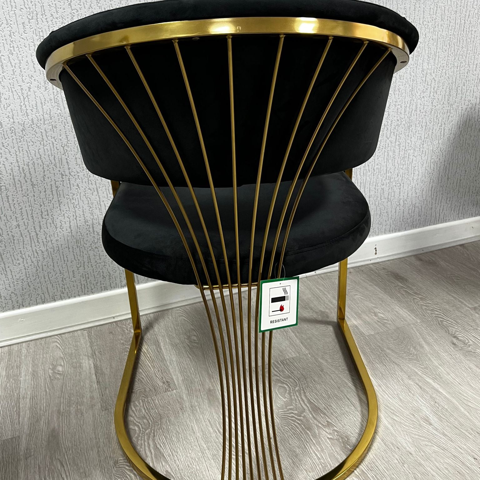 Savoy Black/Gold Leathaire Fabric Dining Chair